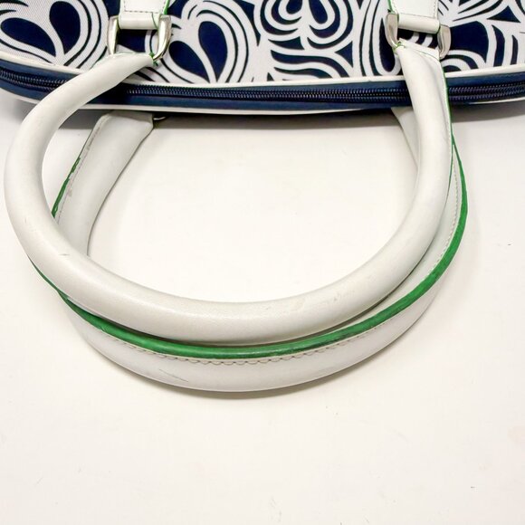Diane von Fürstenberg Canvas Weekender Swirl Heart Print Navy/White Green Lining - Picture 7 of 15